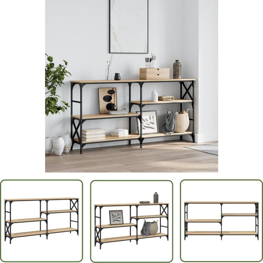 The Living Store Wandtafel Sonoma Eiken Bewerkt Hout 150 x 29 x 76.5 cm Verstelbare Poten - Foto 2