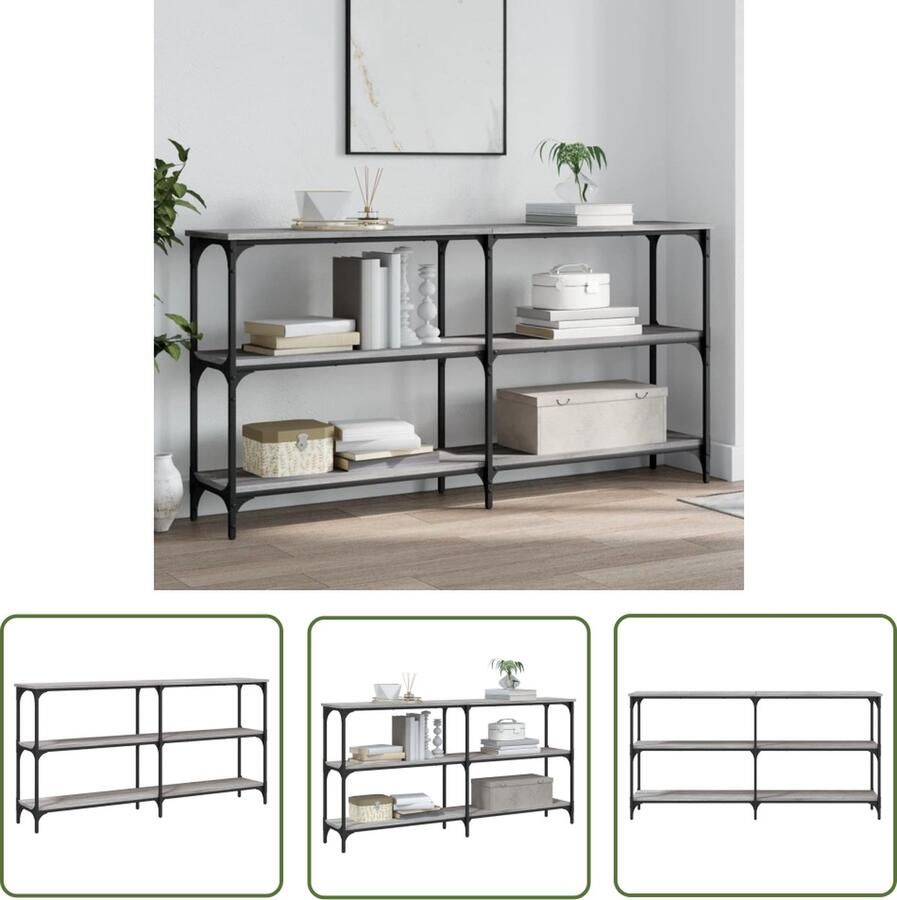 The Living Store Wandtafel 150x29x75 cm bewerkt hout grijs sonoma eikenkleurig Wandtafel Consoletafel Haltafel Bijzettafel Industriële Stijl - Foto 2