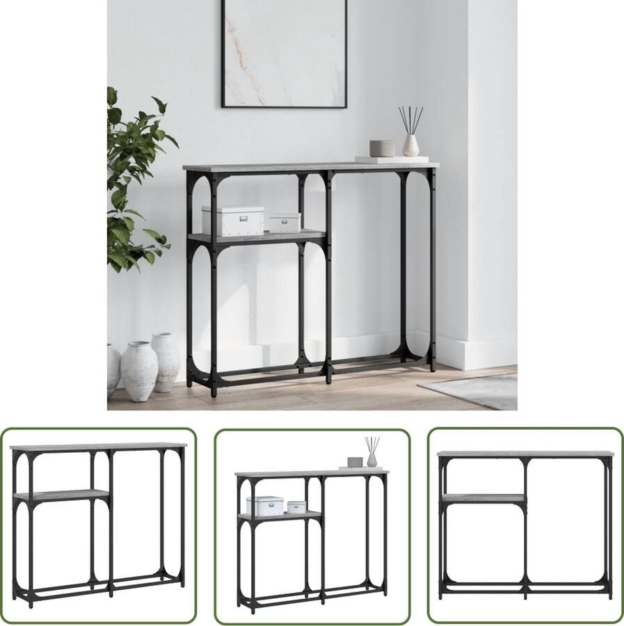 The Living Store Wandtafel Trendy Haltafel Afmeting- 90 x 22.5 x 75 cm Kleur- Grijs Sonoma Eiken Wandtafel Consoletafel Haltafel Bijzettafel Trendy Design - Foto 2