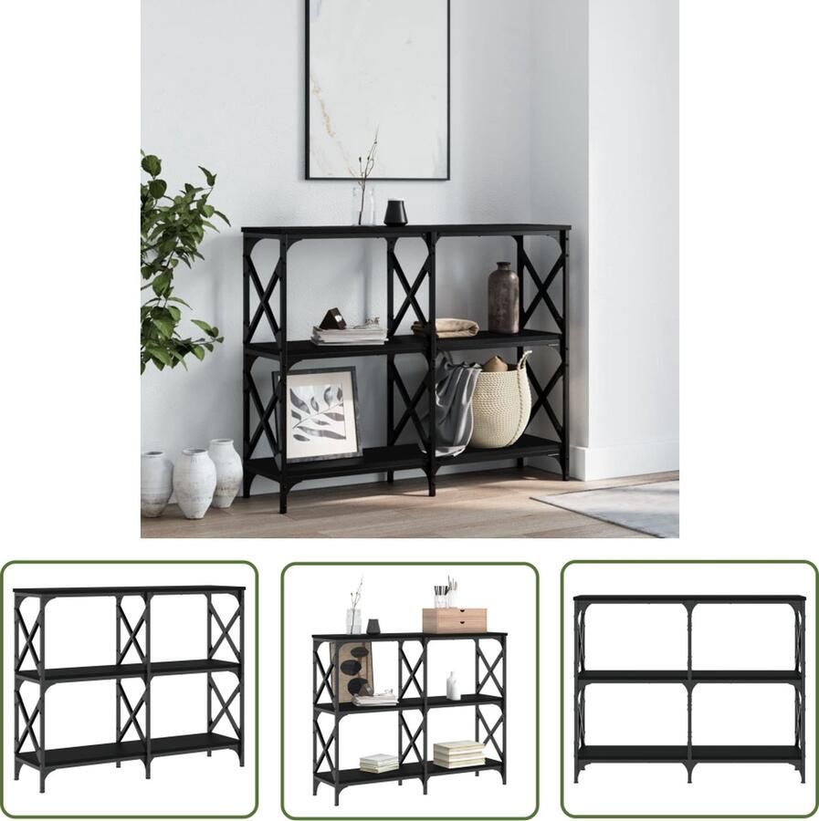 The Living Store Wandtafel Trendy Haltafel Afmetingen- 100 x 28 x 80.5 cm Materiaal- Bewerkt hout en staal Ken- Met verstelbare poten