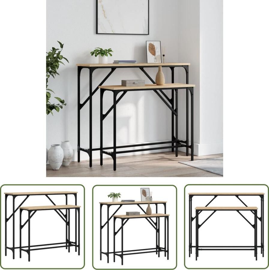 The Living Store Wandtafel Trendy Haltafels Afmeting- 95 x 26 x 80 cm Ken- Verstelbare poten Wandtafel Consoletafel Salontafel Bijzettafel Houten Tafel - Foto 2