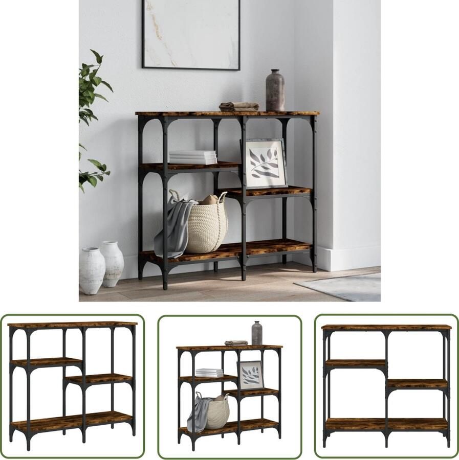 VidaXL The Living Store Wandtafel 80x29x75 cm bewerkt hout gerookt eikenkleurig Wandtafel Houten Tafel Bijzettafel Consooltafel Industrieel Design - Foto 2