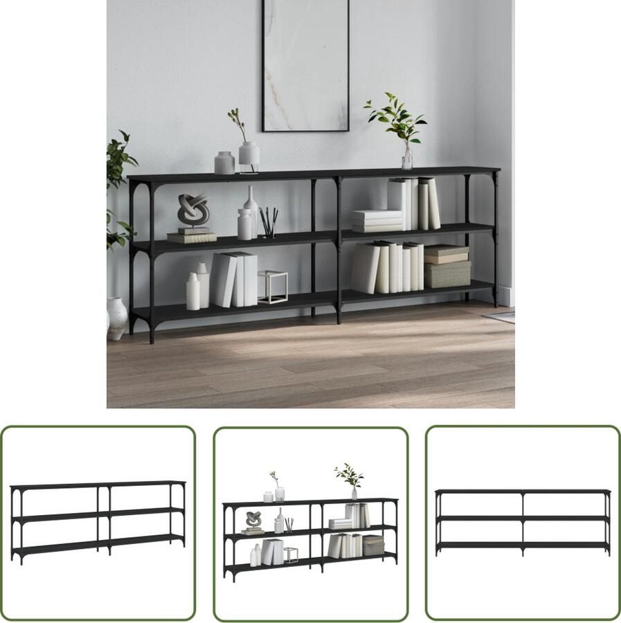 The Living Store Wandtafel Zwart 200 x 29 x 75 cm Duurzaam bewerkt hout en metaal Wandtafel Consoletafel Houten Tafel Zwarte Tafel Industrieel Design - Foto 2