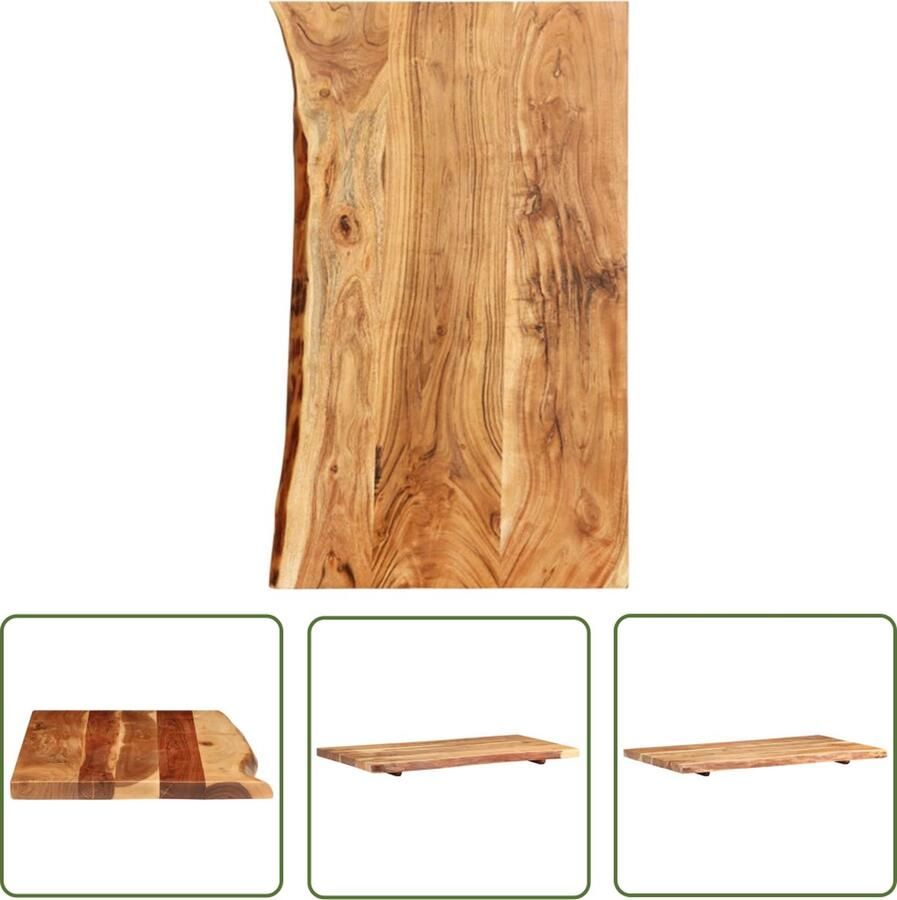 The Living Store Wastafelblad Acaciahout Massief 100 x 55 cm Rustiek Wastafelblad Badkamermeubel Acaciahout Rustic Landelijk - Foto 2