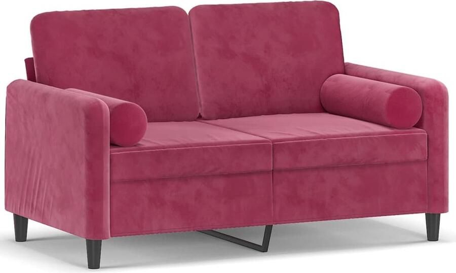 The Living Store Wijnrood Fluweel 2-zitsbank 138 x 77 x 80 cm Comfortabele zitervaring Tweezitsbank Fluweel Sofa Rode Bank Lounge Meubilair Gezellige Bank