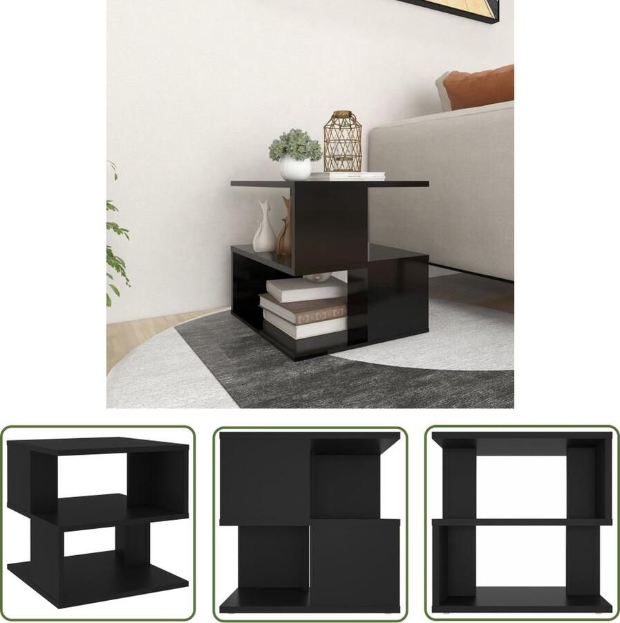 The Living Store Bijzettafel 40x40x40 cm spaanplaat zwart Bijzettafel Salontafel Zwarte Tafel Houten Tafel Kleine Tafel - Foto 2