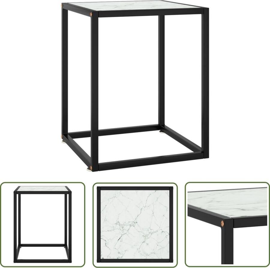 The Living Store Woonkamertafel Salontafel 40 x 40 x 50 cm Gehard glas Gepoedercoat staal - Foto 2