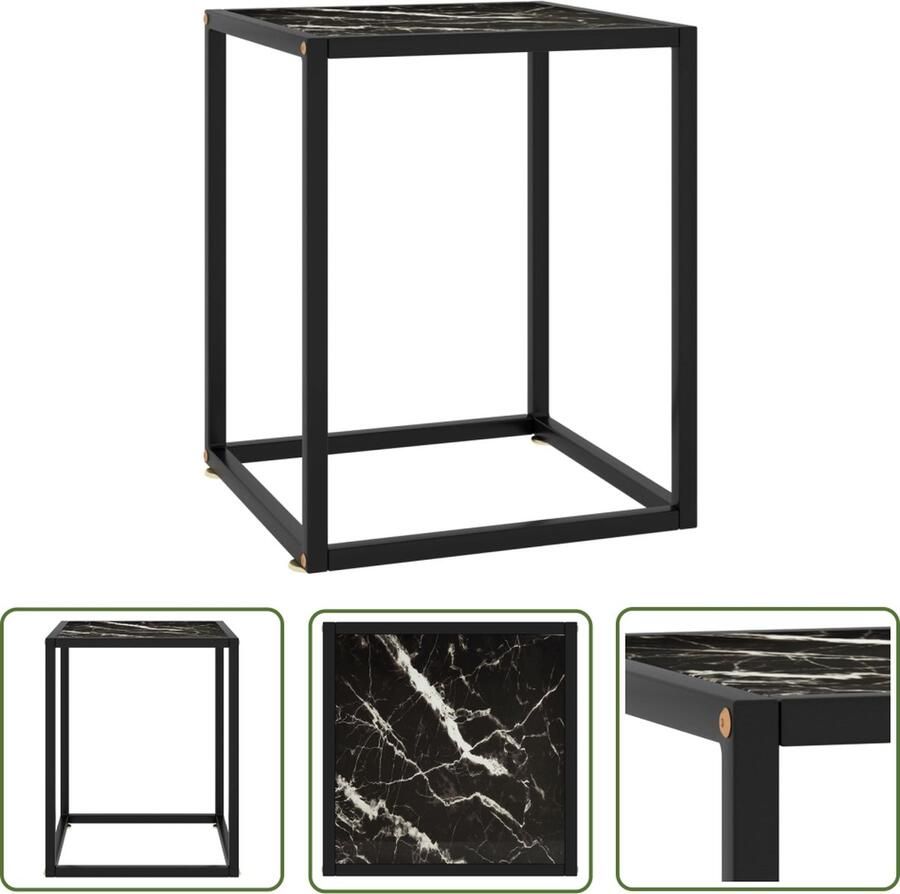 The Living Store Woonkamertafel Salontafel 40x40x50 cm Gehard glas en gepoedercoat staal - Foto 2