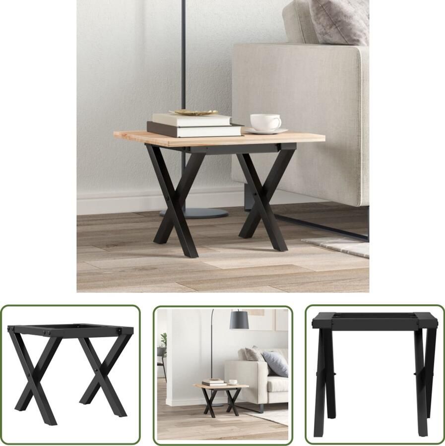 The Living Store X-frame Tafelpoten 30 x 30 x 33 cm Massief Gietijzer Salontafel Poten Industriële Tafelpoten Gietijzeren Tafelpoten Zwarte Tafelpoten Set - Foto 2