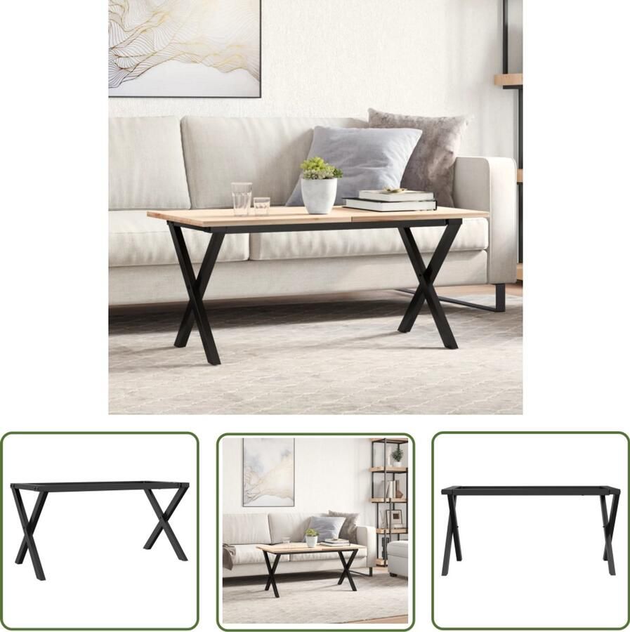 The Living Store X-frame tafelpoten 90x30x43cm Massief gietijzer Stabiel en stevig Salontafel Potten Tafelpoten Gietijzeren Tafelpoten Zwarte Tafelpoten Industriële Tafelpoten - Foto 2