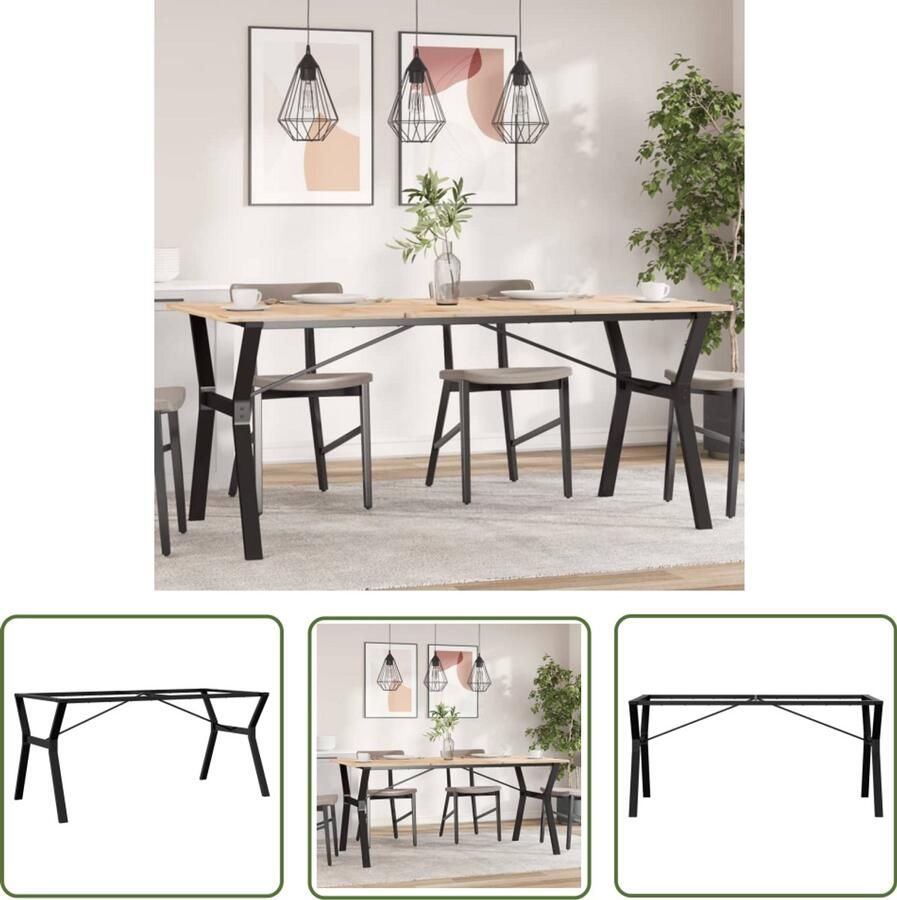 The Living Store Y-frame tafelpoten 160 x 80 x 73 cm Massief gietijzeren tafelpoten Eettafel Poten Y-frame Tafelpoten Gietijzeren Tafelpoten Industriële Tafelpoten Zwarte Tafelpoten - Foto 2