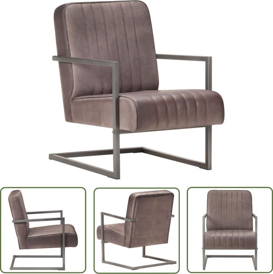The Living Store Zetel Retro Zacht leer Verweerd bruin 60x75x80cm Zwevend ontwerp - Foto 2
