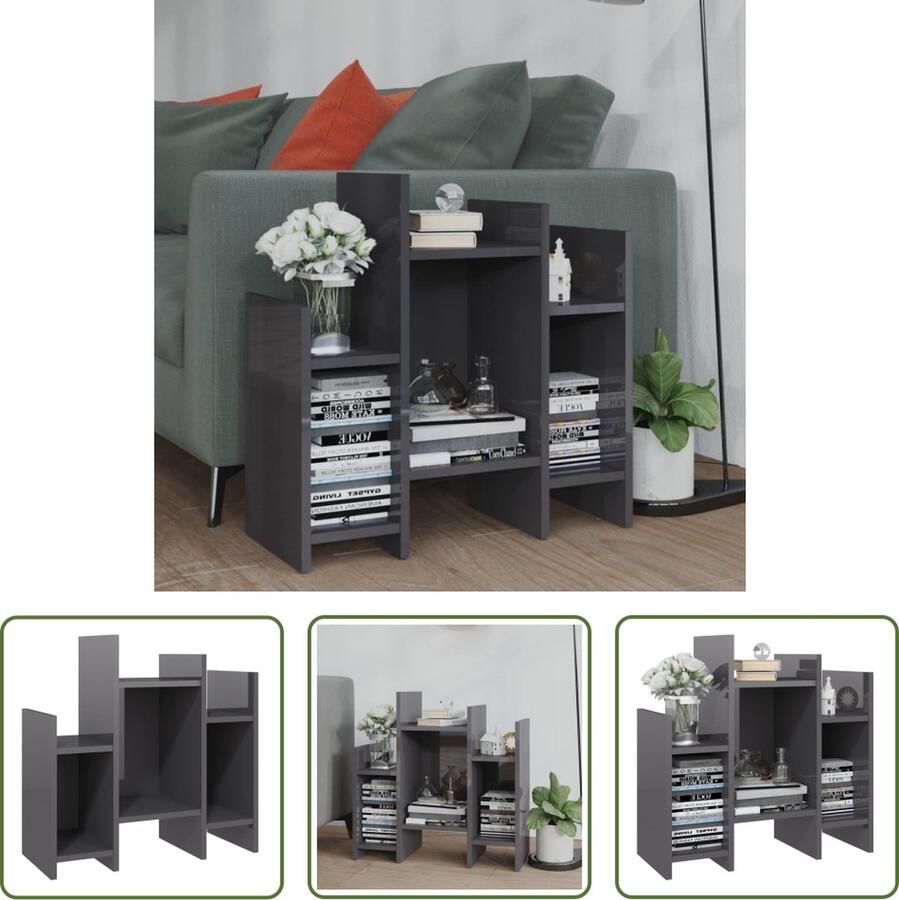 The Living Store Bijzetkast 60x26x60 cm spaanplaat hoogglans grijs Keukenkast