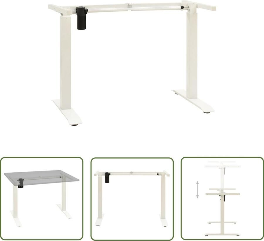 The Living Store Bureauframe Elektrisch Verstelbaar Wit 102-160 cm 71-113 cm Koolstofstaal Elektrische Bureaframe Zit-sta Bureausysteem Elektrische Hoogtestelling Ergonomische Werkplek Werkstation - Foto 2