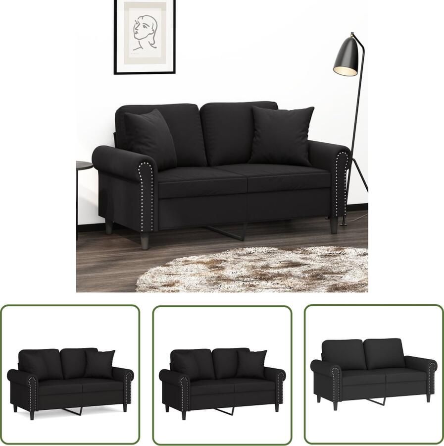 The Living Store Zwarte 2-zitsbank Fluweel 152 x 77 x 80 cm Comfortabele Zitervaring Tweezitsbank Zwarte Bank Velvet Bank Comfortabele Bank Luxe Bank - Foto 2