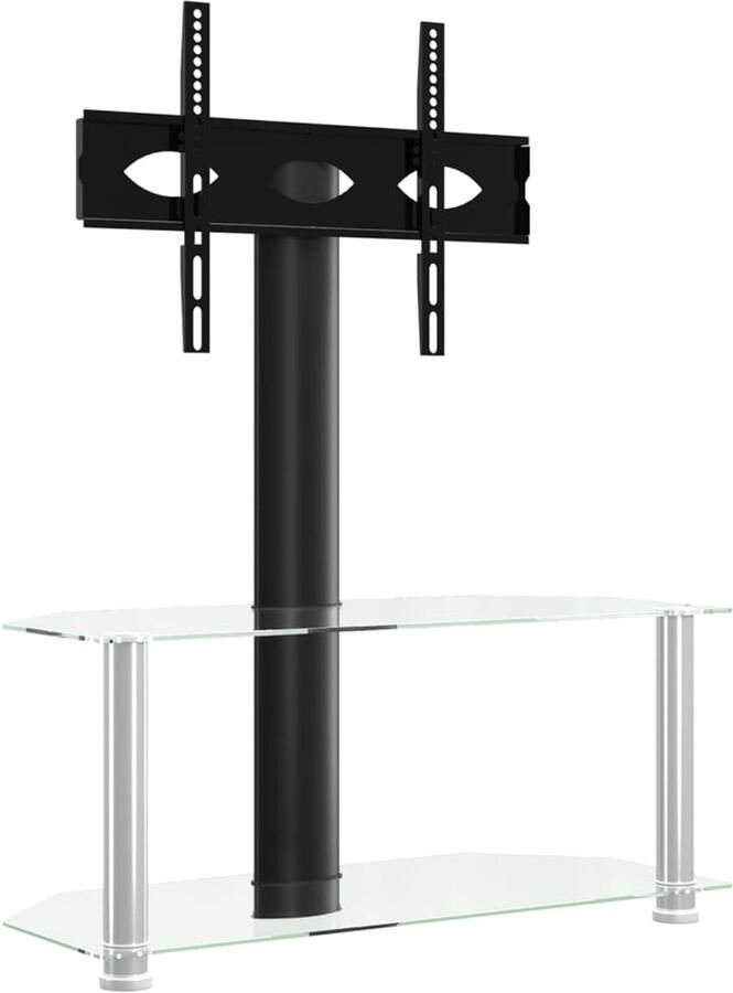 The Living Store Tv-standaard hoek 2-laags voor 32-70 inch zwart en zilverkleur Tv-standaard Hoek Tv-standaard Tv-meubel Media Kast Zwarte Tv-standaard - Foto 4
