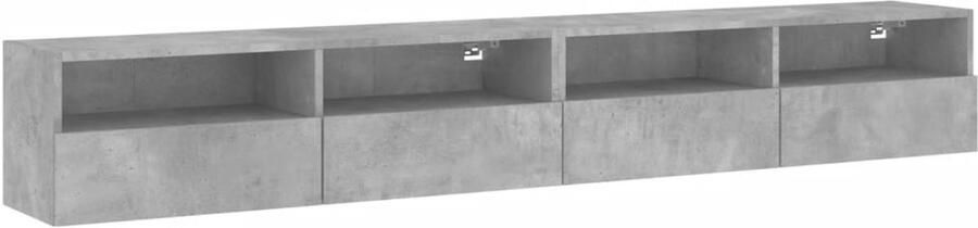 The Living Store Tv-wandmeubels 2 st 100x30x30 cm bewerkt hout betongrijs Tv Meubel Tv Wandplank Tv Kast Zwevend Tv Meubel Beton Grijs - Foto 2