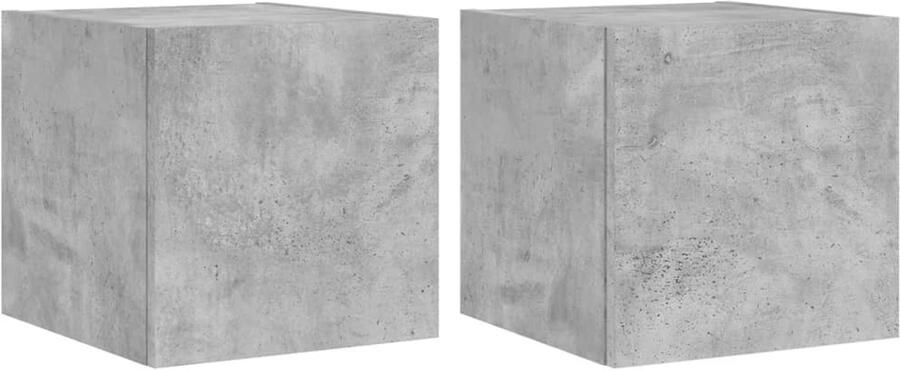 The Living Store Tv-wandmeubels met LED 2 st 30 5x35x30 cm betongrijs Tv-wandmeubel Led Tv-standaard Tv-opstelling Tv-kast Decoratieve Tv-unit - Foto 2