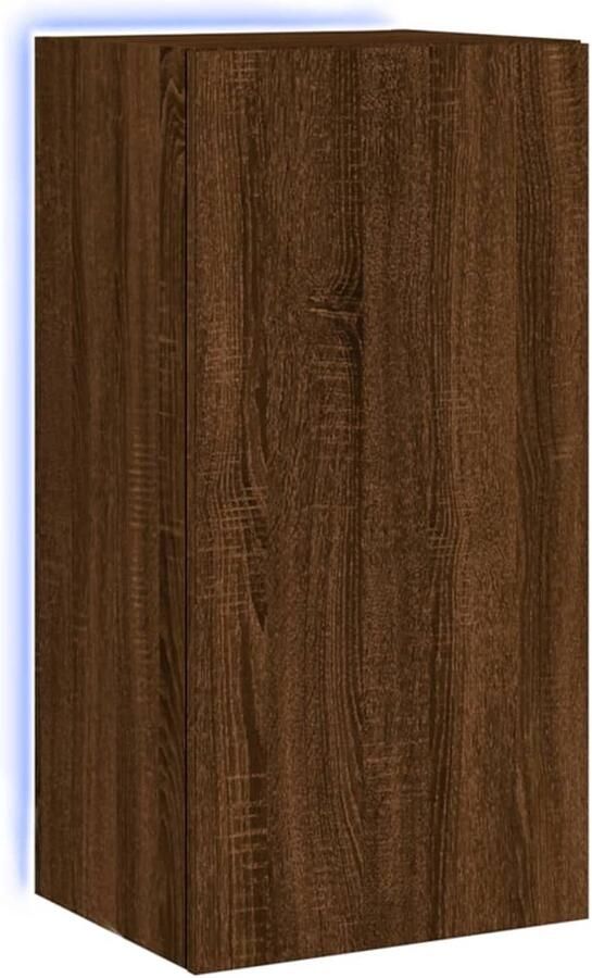 The Living Store Tv-wandmeubel met LED-verlichting 40 5x35x80 cm bruineikenkleur Tv-wandmeubel Led-verlichting Bruin Houten Meubels Opbergruimte - Foto 2
