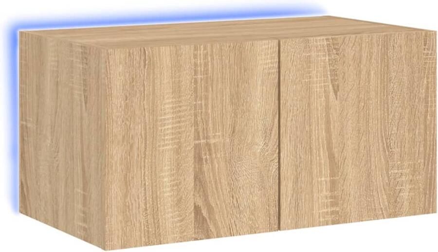 The Living Store Tv-wandmeubel met LED-verlichting 60x35x31 cm sonoma eikenkleur Tv-wandmeubel Led-verlichting Tv-kasten Salontafel Houten Meubilair - Foto 2