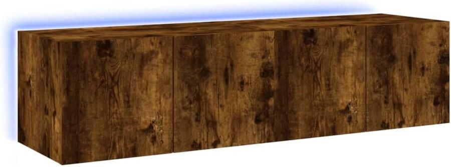 The Living Store Tv-wandmeubelen met LED 2 st 60x35x31 cm gerookt eikenkleurig Tv-tafel Tv-standaard Tv-opstelling Led Verlichting Houten Tv-kast - Foto 3
