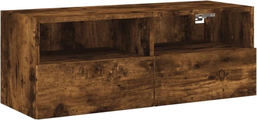 The Living Store Tv-wandmeubel 80x30x30 cm bewerkt hout gerookt eikenkleurig Tv-kast Tv-meubel Wandmontage Zwevend Tv-meubel Houten Tv-standaard - Foto 2