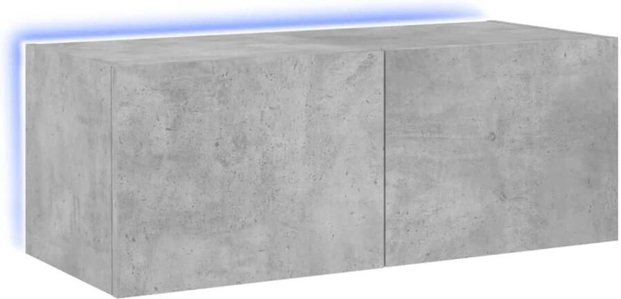 The Living Store Tv-wandmeubel met LED-verlichting 80x35x31 cm betongrijs Tv Wandmeubel Tv Stand Led Tv Meubels Beton Grijs Houten Tv Kast - Foto 2