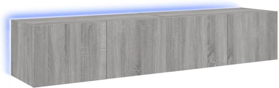 The Living Store Tv-wandmeubels met LED 2 st 80x35x31 cm grijs sonoma Tv-standaard Tv-meubel Led Verlichting Grijze Tv Stand Houten Tv Kast - Foto 2