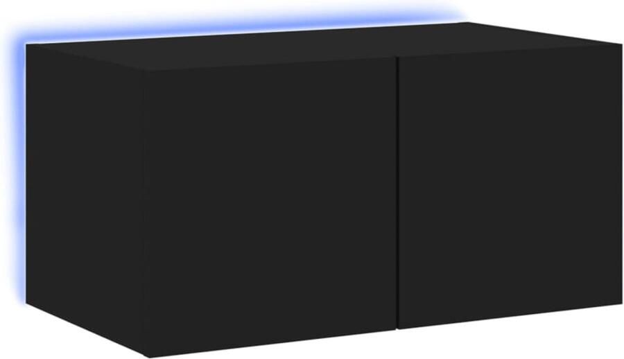 The Living Store Tv-wandmeubel met LED-verlichting 60x35x31 cm zwart Tv-wandmeubel Tv-wandmeubelen Wandkast Tv-meubel - Foto 2