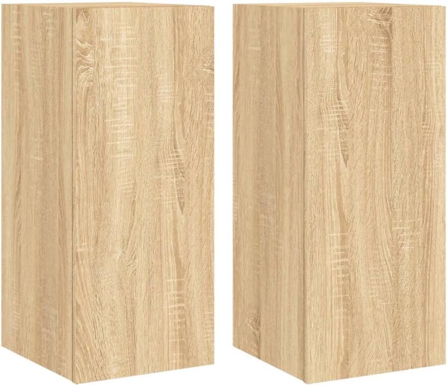 The Living Store Tv-wandmeubels met LED 2 st 30 5x35x70 cm sonoma eikenkleurig Tv-tafel Tv-standaard Salontafel Houten Tafel Led Verlichting - Foto 2