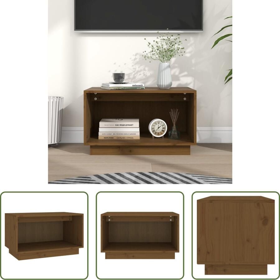 The Living Store Houten TV-meubel Zwevende stijl 60 x 35 x 35 cm Honingbruin - Foto 2