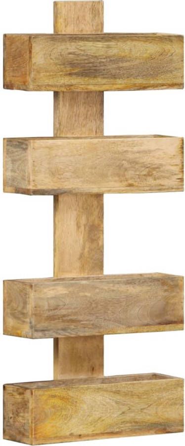 The Living Store Tijdschriftenrek Massief Mangohout 30 x 11 x 72 cm 4 schappen - Foto 3
