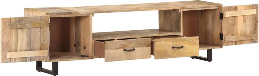 The Living Store TV-kast Mangohout Stereo 160 x 30 x 45 cm Natuurlijke afwerking - Foto 3