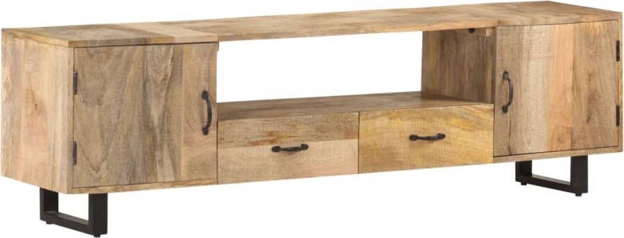 The Living Store TV-kast Mangohout Stereo 160 x 30 x 45 cm Natuurlijke afwerking - Foto 2