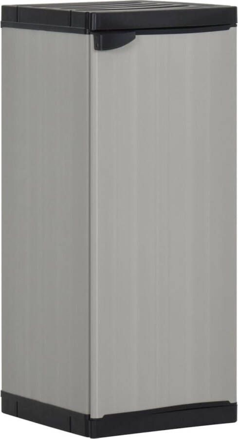 The Living Store Tuinkast met 1 schap 35x40x85 cm grijs en zwart Tuin Kast Opslagbox Buitenschrank Pvc Kast Grijze Kast - Foto 2