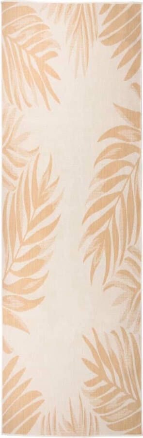 VidaXL Buitenkleed Bladpatroon 80x250 cm Geel Tuintapijten Buitentapijt Terrasvloer Balkontapis Kunststof Tapijt Regenbestendig Tapijt Zonlicht Bestendig Tapijt Gele Tapijt Plat Geweven Tapijt - Foto 2