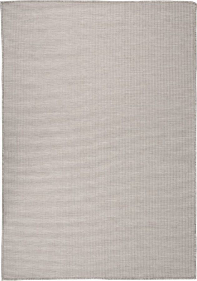 The Living Store Tuinkleed Platgeweven 140 x 200 cm UV-bestendig Taupe Tuintapijten Vloerkleden Buiten Patio Dekentjes Terrasdekentjes Outdoor Tapijt - Foto 2