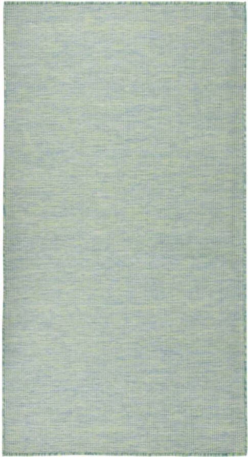 The Living Store Buitenkleed platgeweven 80x150 cm turquoise Tuintapijten Buitentapijt Terrasvloerkleed Balkontapis Kunststof Tapijt - Foto 2