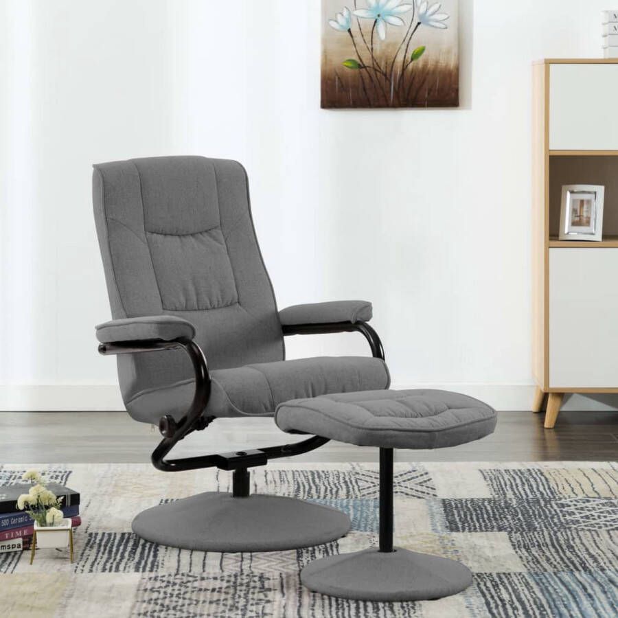 The Living Store TV-fauteuil Stoel met verstelbare rugleuning en voetenbank Lichtgrijs - Foto 2