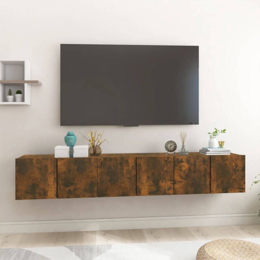 The Living Store Tv-hangmeubelen 3 st 60x30x30 cm gerookt eikenkleurig Kast - Foto 2