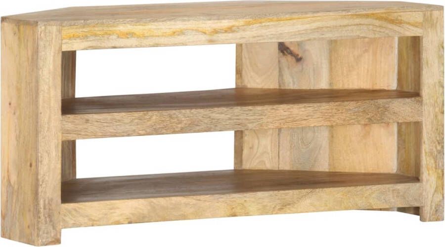 The Living Store Tv-hoekkast Massief Mangohout 90 x 45 x 45 cm Met 2 open schappen - Foto 2