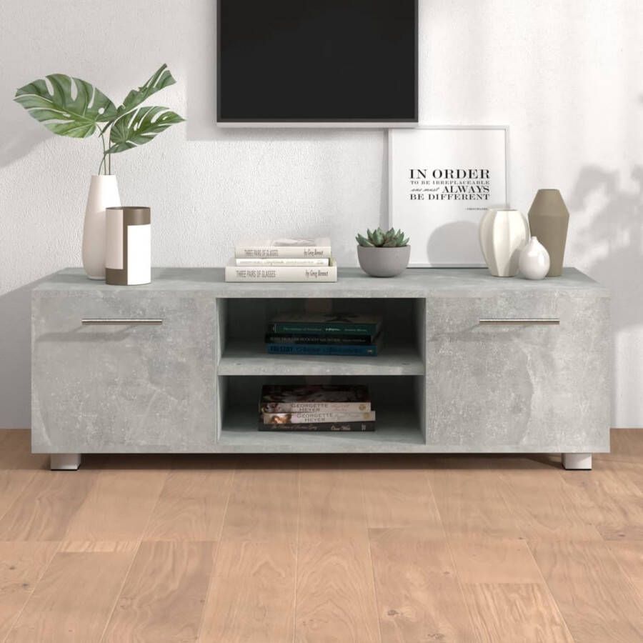 The Living Store TV-kast Betongrijs 110x40x35 cm Trendy Design Hoge Kwaliteit - Foto 2