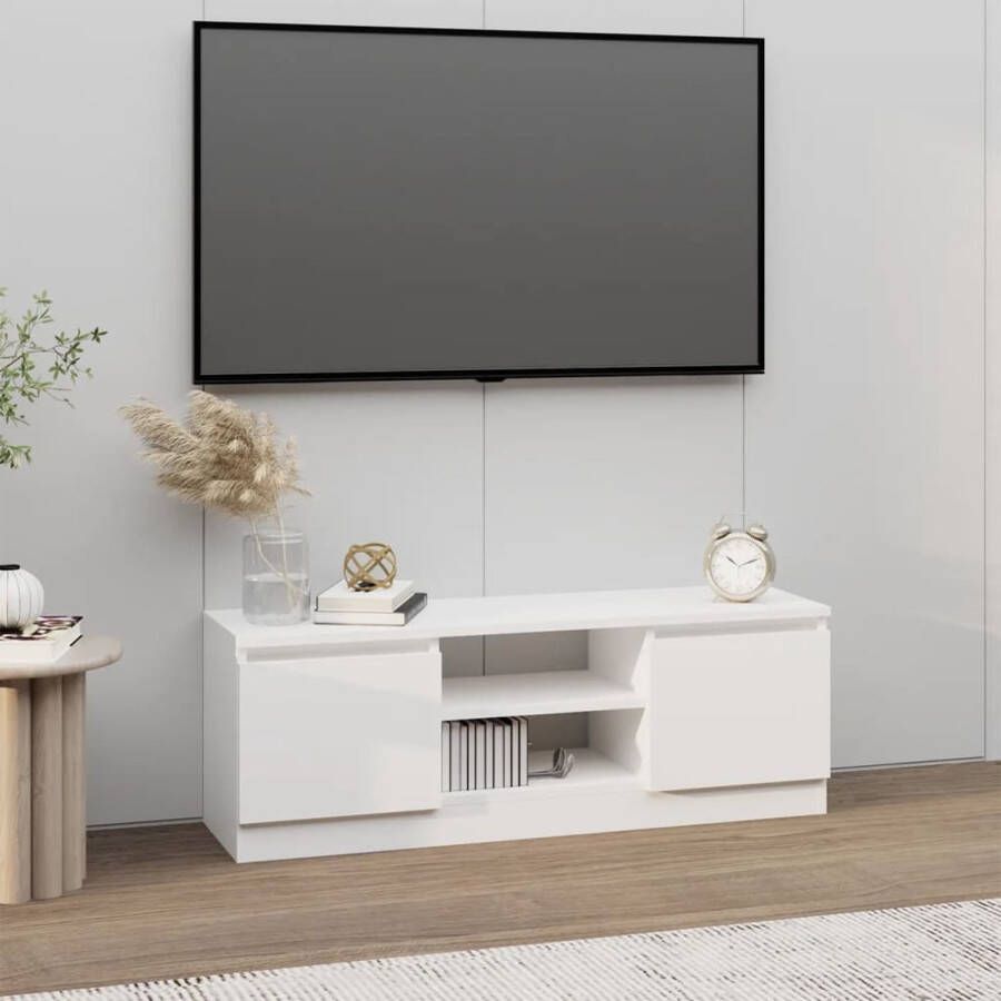 The Living Store TV-kast Classic Deur 102 x 30 x 36 cm Wit bewerkt hout - Foto 2