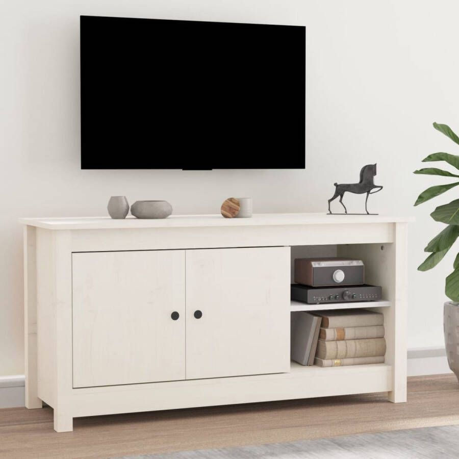 The Living Store Tv-kast Grenenhout 103x36.5x52 cm Wit - Foto 2