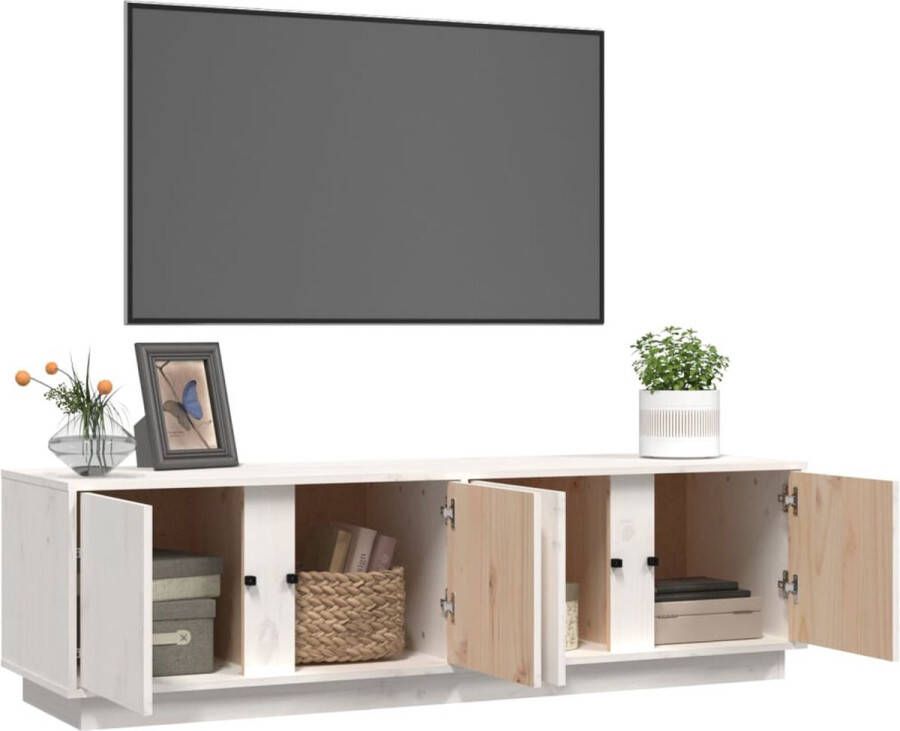 The Living Store Tv-kast Grenenhout 140 x 40 x 40 cm Wit - Foto 3
