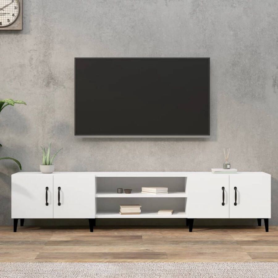 The Living Store Tv-kast Ibiza wit 180 x 31.5 x 40 cm metalen voeten - Foto 2