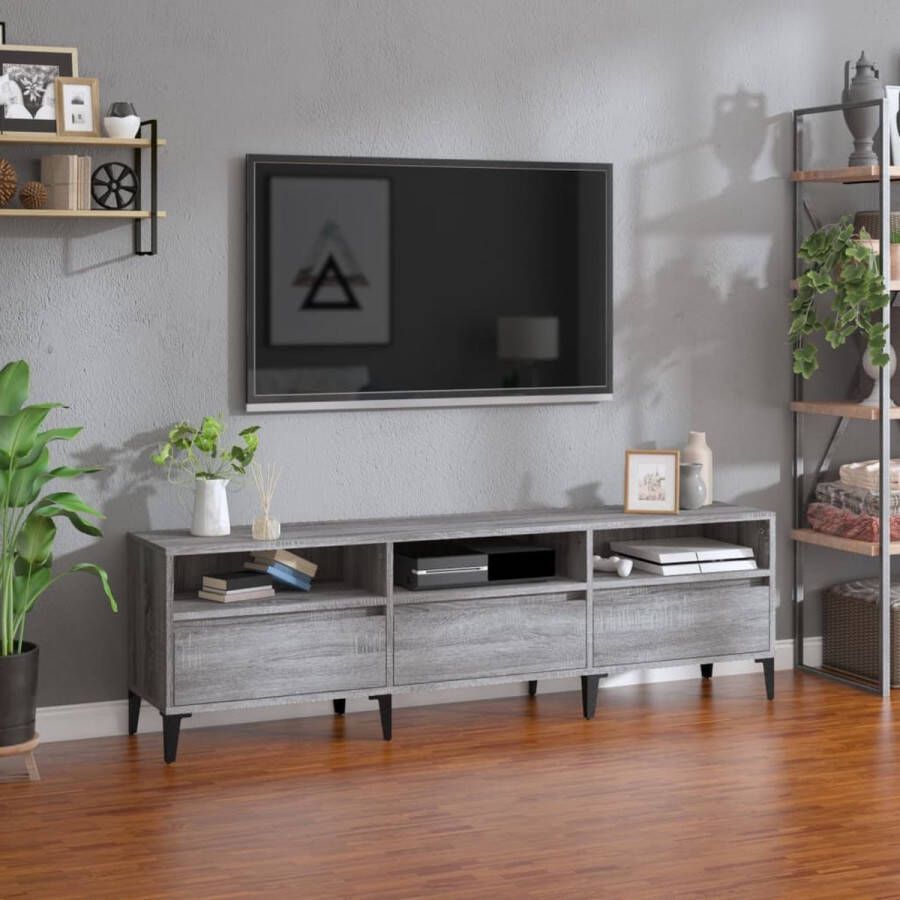 The Living Store Tv-kast Industrial Grijs Sonoma Eiken 150 x 30 x 44.5 cm Opbergruimte - Foto 2