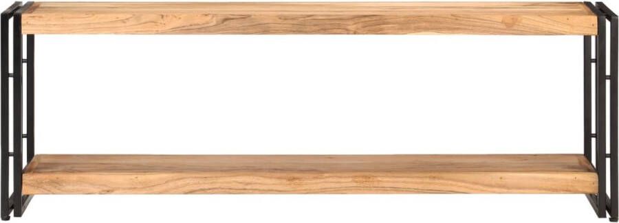 The Living Store TV Kast Industrieel 120 x 30 x 40 cm Massief Acaciahout Zwart Tv Kast Industriële Tv Kast Tv Meubilair Acacia Hout Zwart Tv Kast