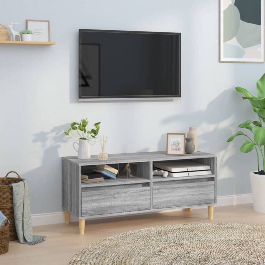 The Living Store TV-Kast Klassiek 100x34.5x44.5 cm Grijs Sonoma Eiken - Foto 2