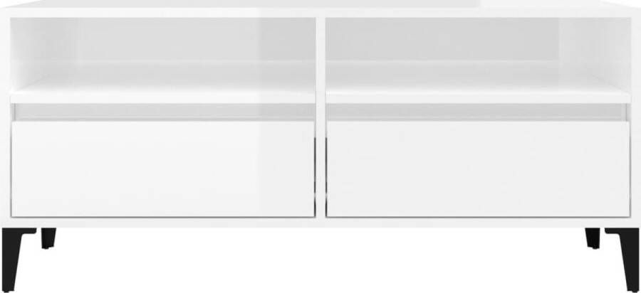 The Living Store TV-kast klassiek design veel opbergruimte hoogglans wit 100 x 34.5 x 44.5 cm - Foto 2